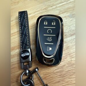 Chevy Key Fob Black Key Fob with Leather Strap